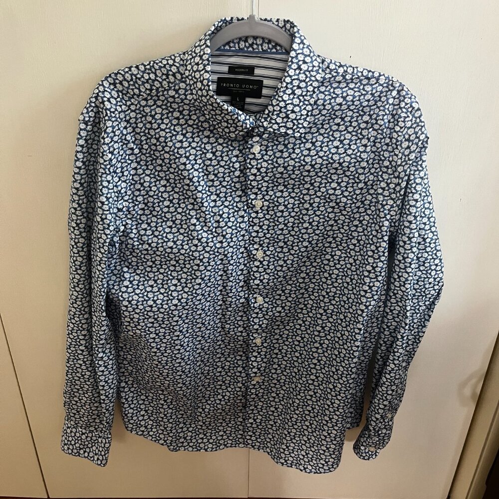Pronto Uomo Men's Shirt Blue Flower